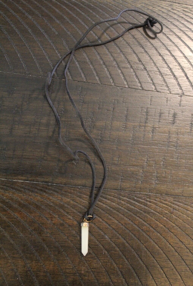 Vintage 90s  Crystal Necklace Translucent Quartz Cut Dangle Stone Pendant NOS