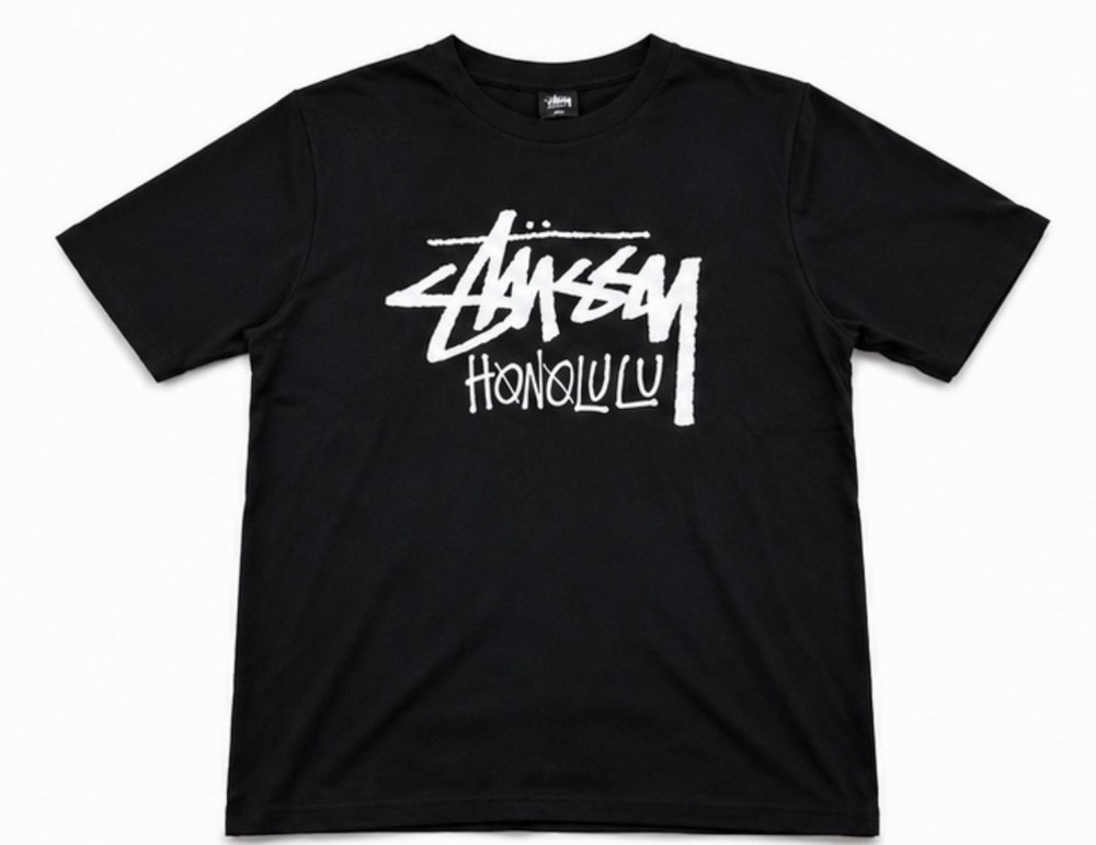 Stussy Honolulu Black Short Sleeve T-Shirt Size L New with Tags Free Shipping