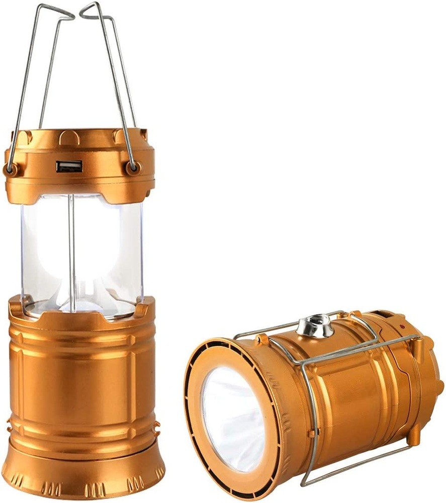 LED Camping Lantern, Solar and Rechargeable Lantern Flashlight Collapsible