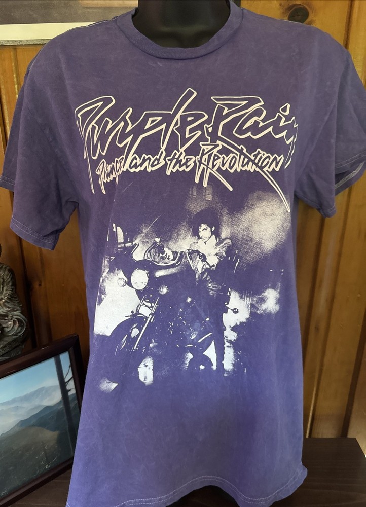 Prince Mens Sz M Purple Rain Motorcycle Graphic T-Shirt Official Estate Band Tee