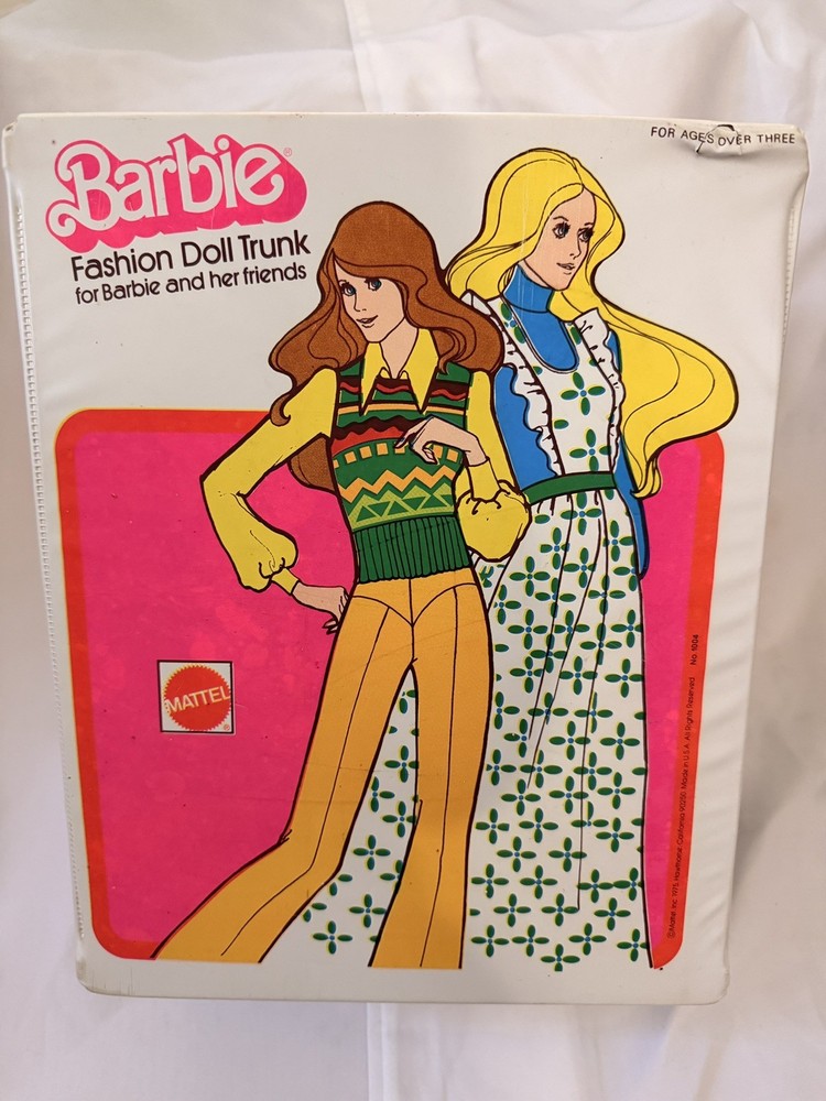 Vintage Mattel Barbie Multicolor Print Fashion Doll Storage Case Trunk 70s