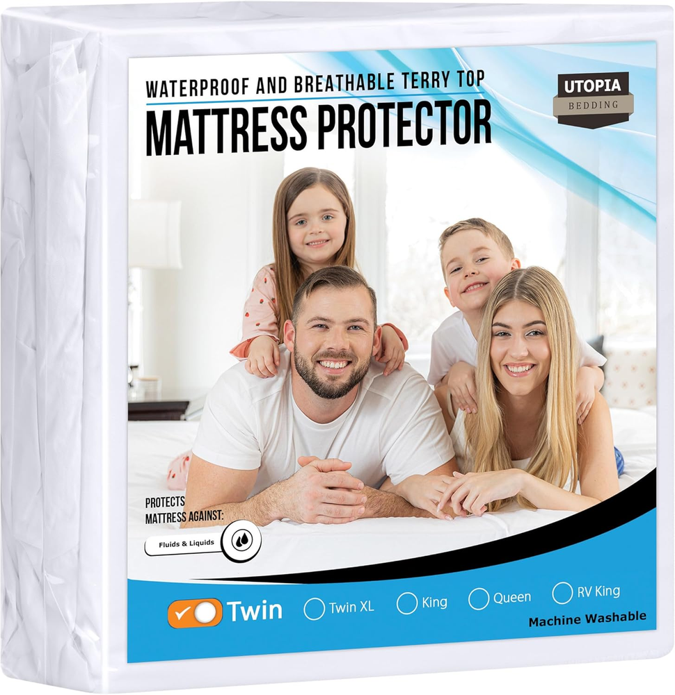 Waterproof Twin Mattress Protector Premium Terry Cover 200 GSM Breathable Hypoallergenic
