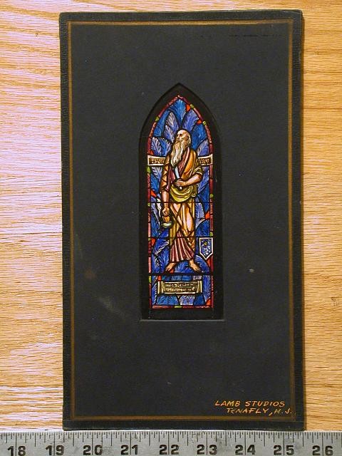 Design drawing for stained glass window with Abraham for Church of the Good