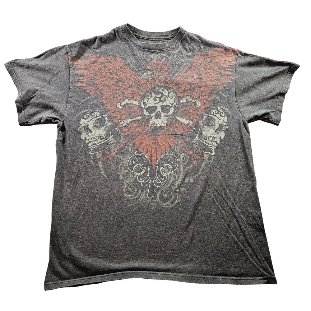 Urban Legends Shirt Mens Large Skull Crossbones Graphic Tattoo Tee Y2K Grunge