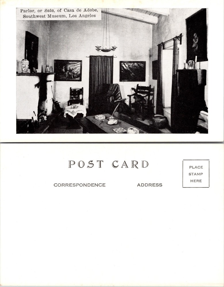 Parlor Casa de Adobe Los Angeles California CA Postcard