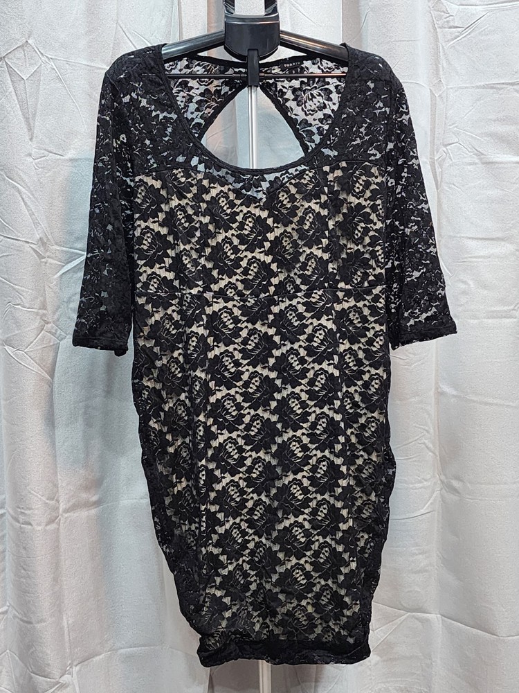 Torrid Plus Size 3X Lace Dress Black Bodycon Cocktail Party Cutout 239