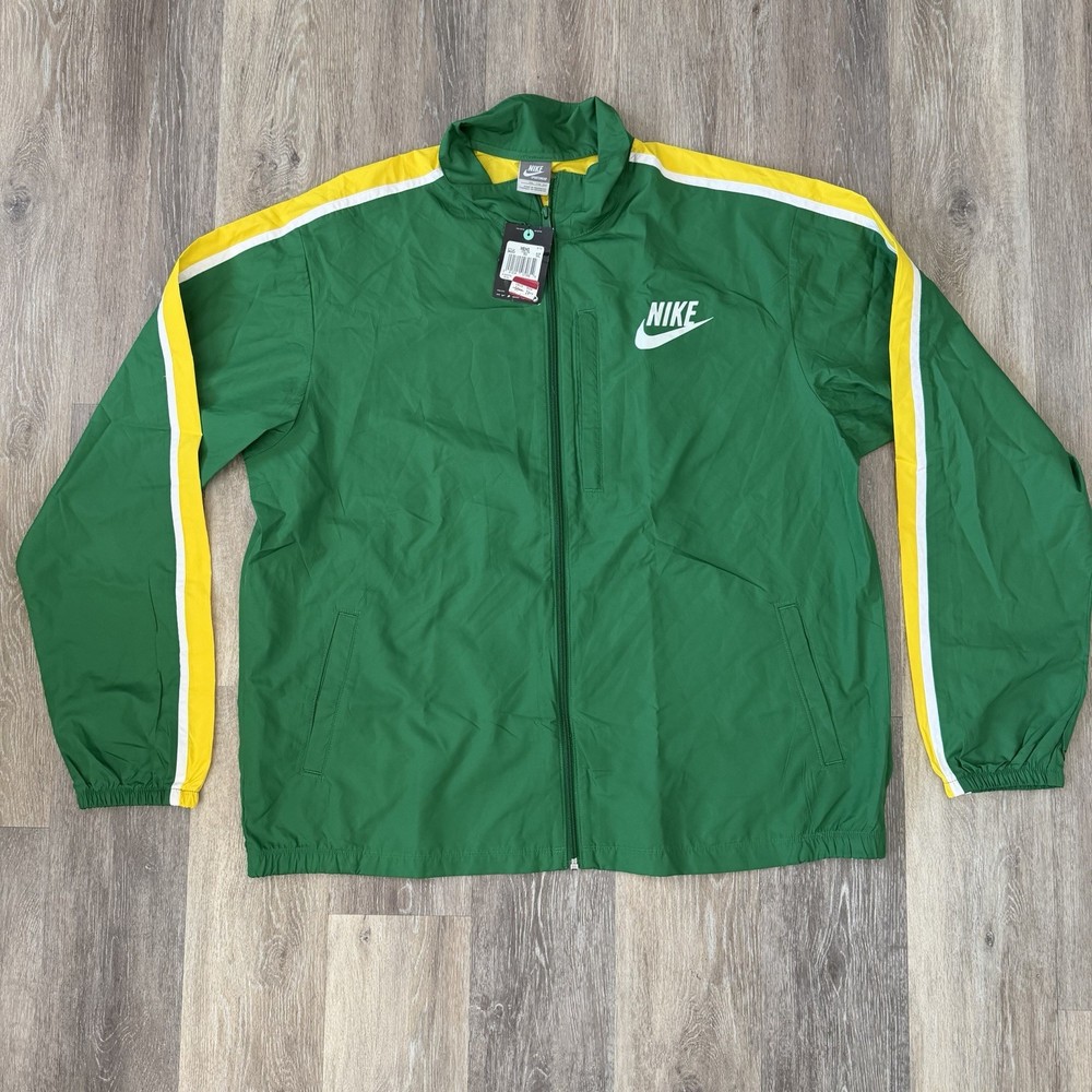 Vintage Nike Silver Tag Windbreaker Track Jacket Men 2XL Green Yellow Zip 90s