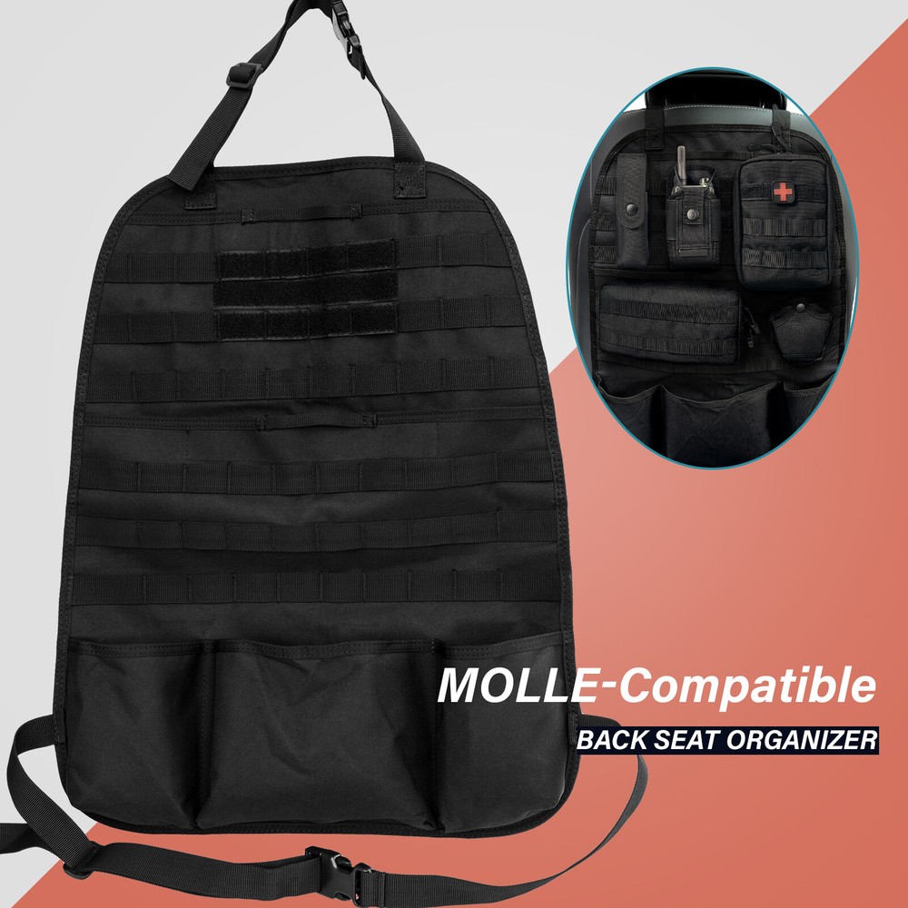 Truck Seat Back Organizer Tactical MOLLE Car Cover Vehicle Panel Storage Bag NEW