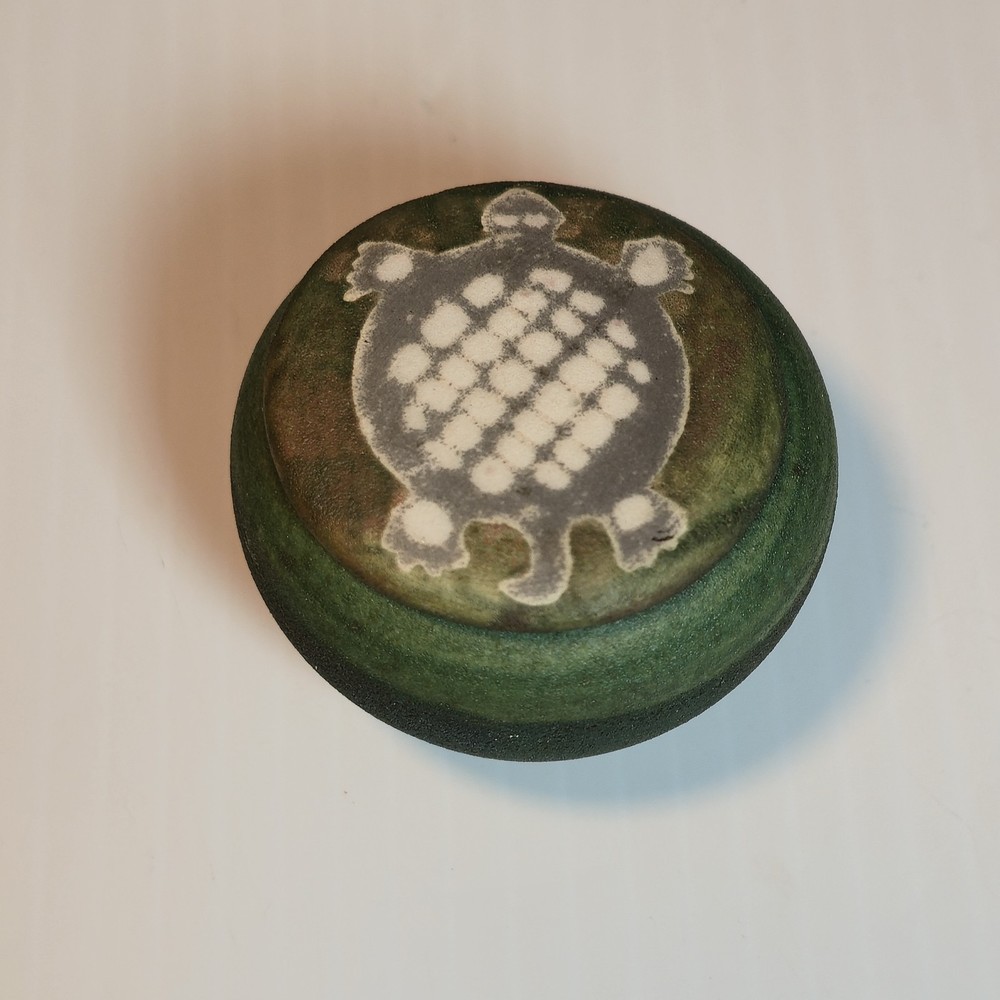 Jeremy Diller Raku Miniature Studio Pottery Vessel Turtle Signed Artisan 2”
