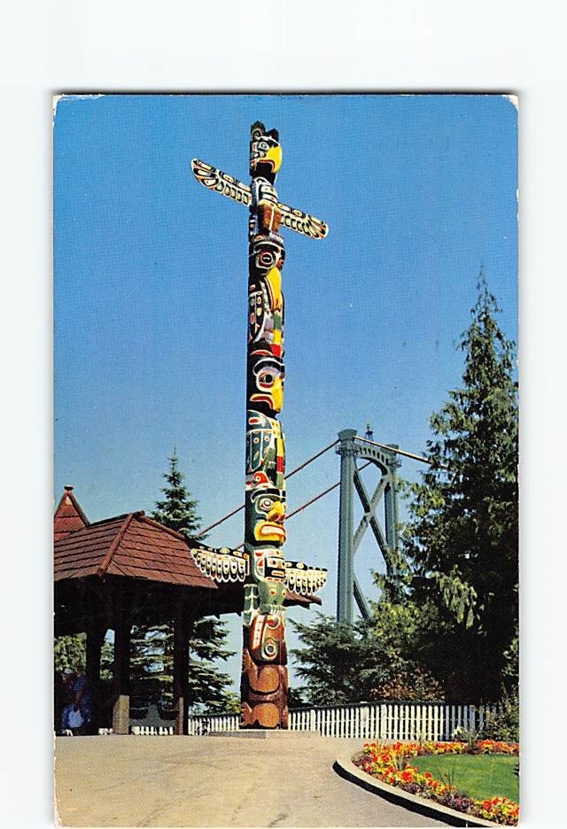 Postcard Indian Totem Pole Prospect Point Stanley Park Vancouver Canada
