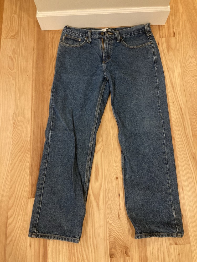 Carhartt Jeans Mens 34 x 30 Relaxed Fit Straight Leg B460 DVB Cotton Denim