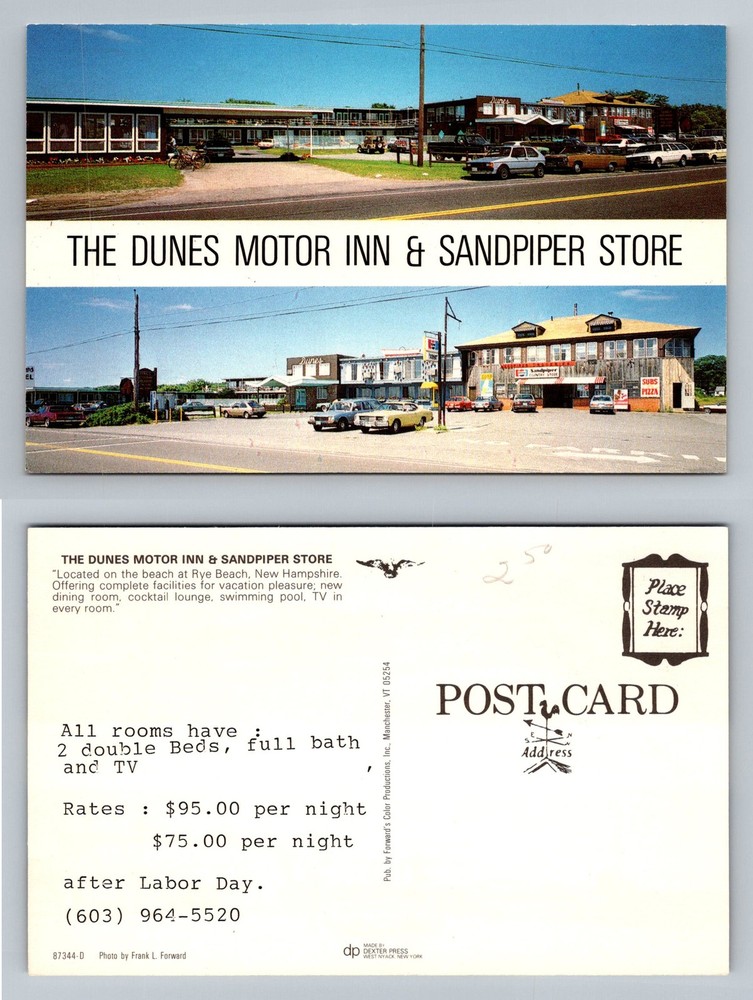 Rye Beach, NH-New Hampshire, Dunes Motor Inn & Sandpiper Store Vintage Postcard