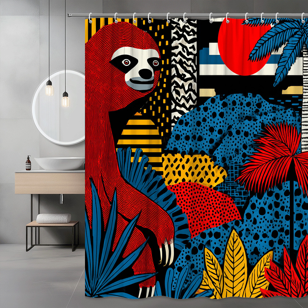 Tropical Sloth Jungle Print Shower Curtain