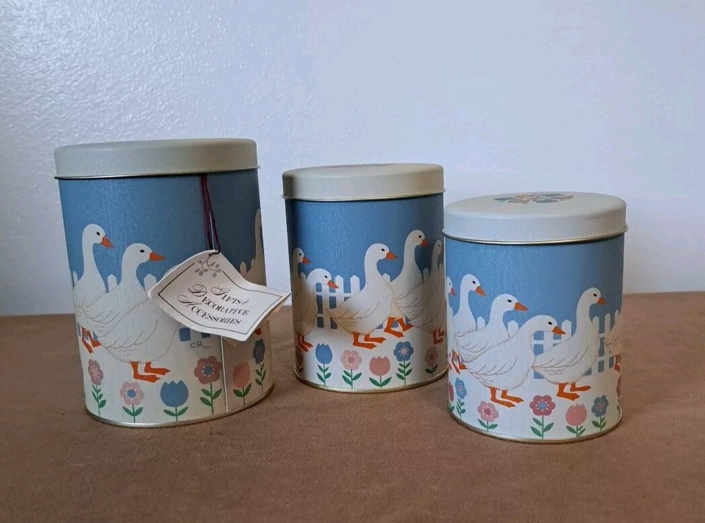 Vintage Country Geese Canister Set Vintage 3 Nesting Tins