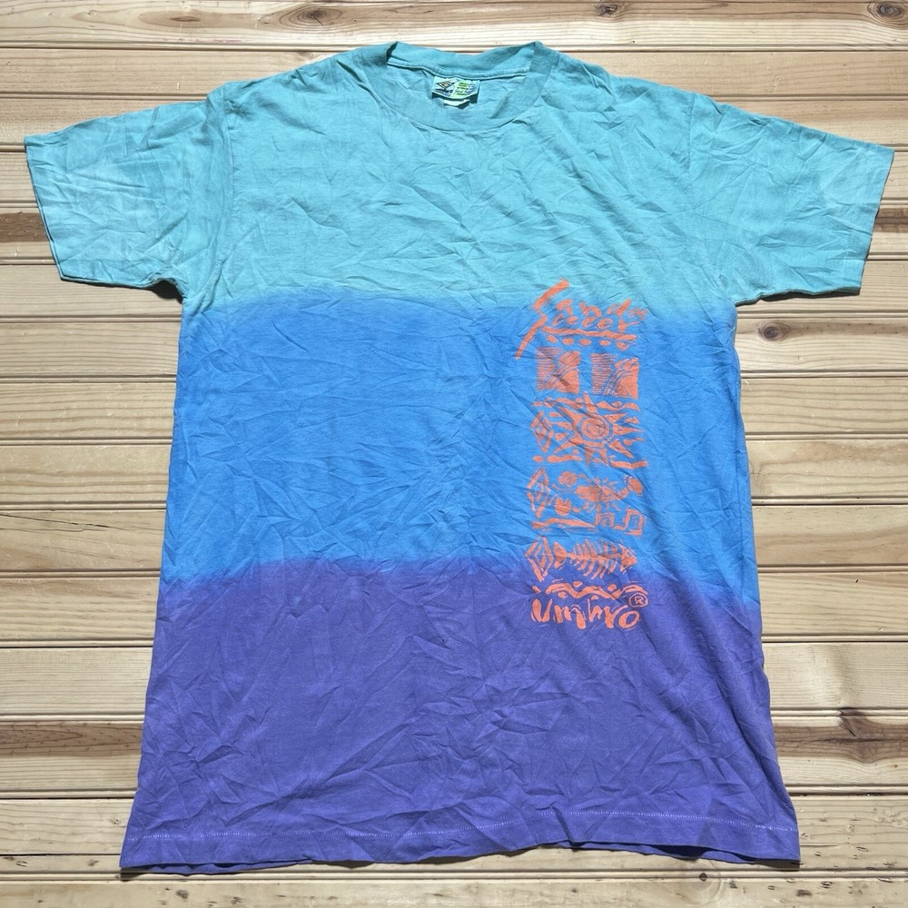 Vintage 90s Umbro Sand Soccer  Single Stitch Tie-dye Art T Shirt Size Large