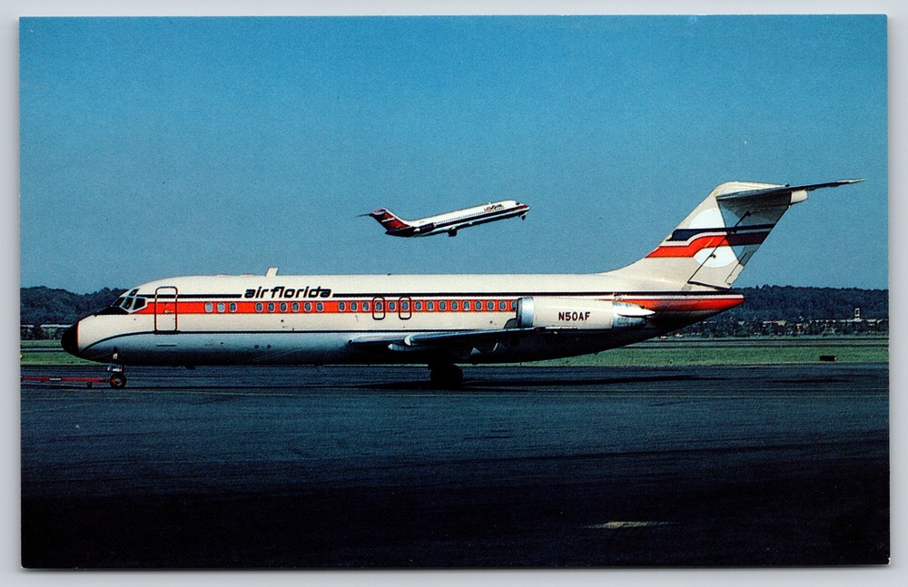 Airplanes~Air Florida McDonnell Douglas DC-9-15F~Vintage Postcard