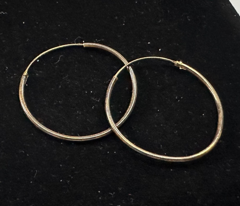 Vintage Thin Hoop Earrings MARKED 925 Sterling Silver Jewelry Lot H