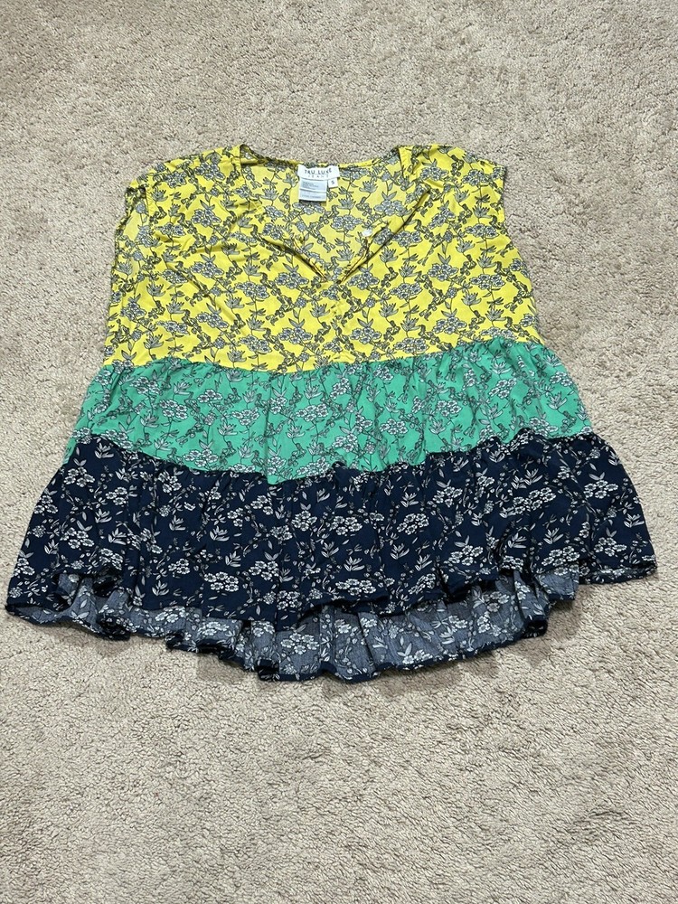 Tru Luxy Jeans Womens Shirt Size Small Multicolor Floral Print Lightweight Flowy