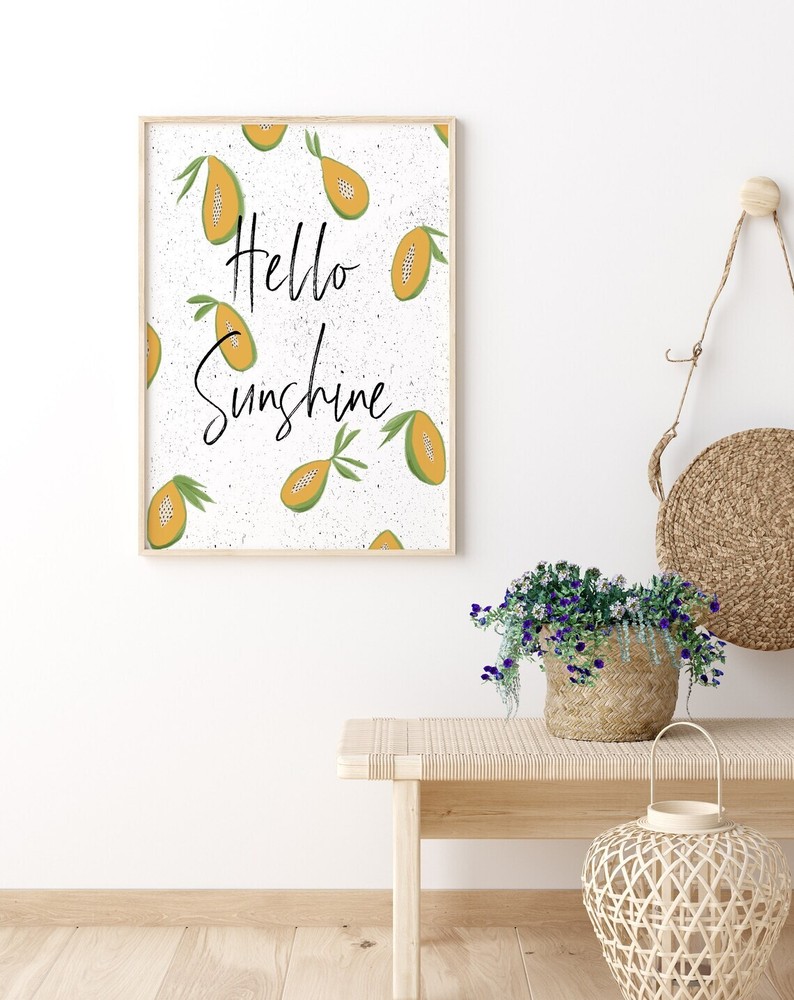 Bright Yellow Hello Sunshine Quote Poster Premium Quality Choose your Size