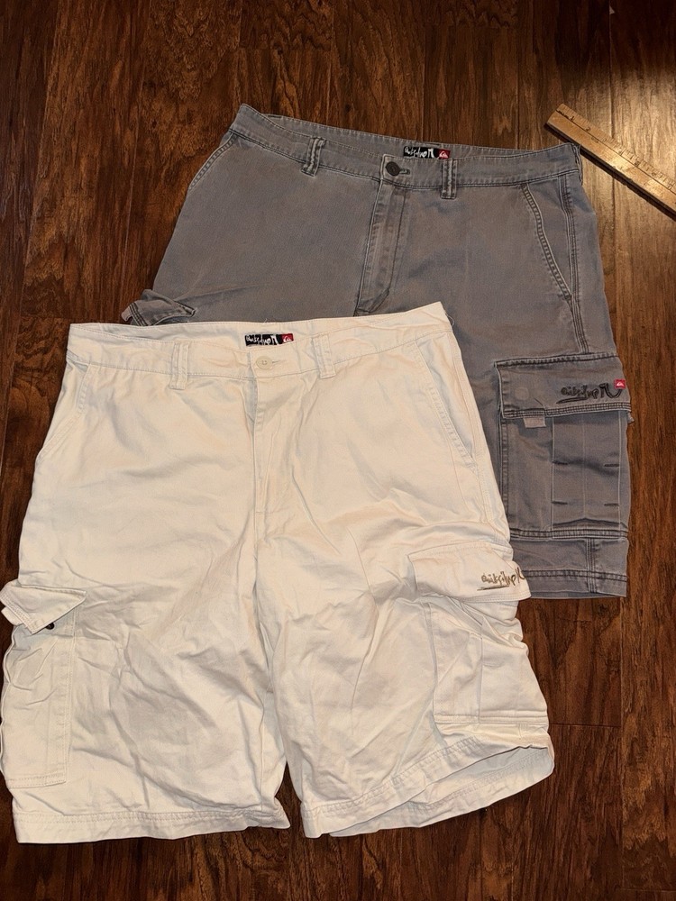 Vintage Y2K Quiksilver Cargo Shorts Size 34 Lot Of 2 Surf Skate 90s Baggy Wide