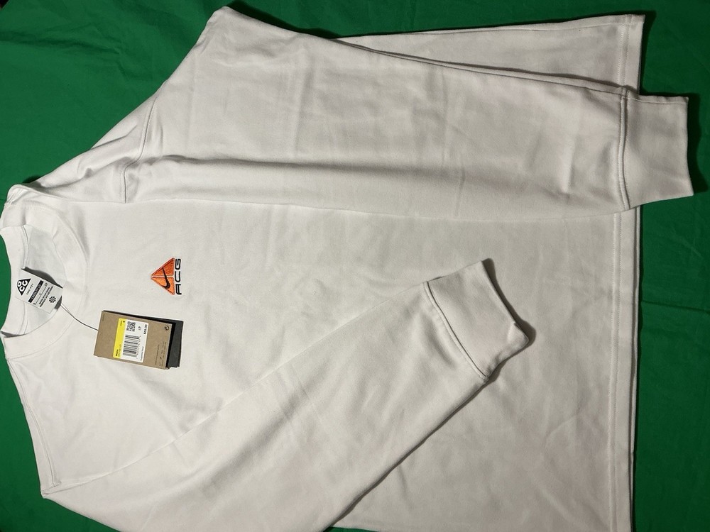 Nike Acg Long Sleeve Shirt White Orange Lungs Tee Dr7753-121 Men’s S Nwt