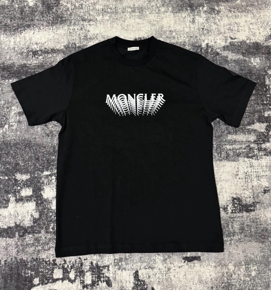 Moncler Black Cotton Logo Short Sleeve Crew Neck Men's T-Shirt