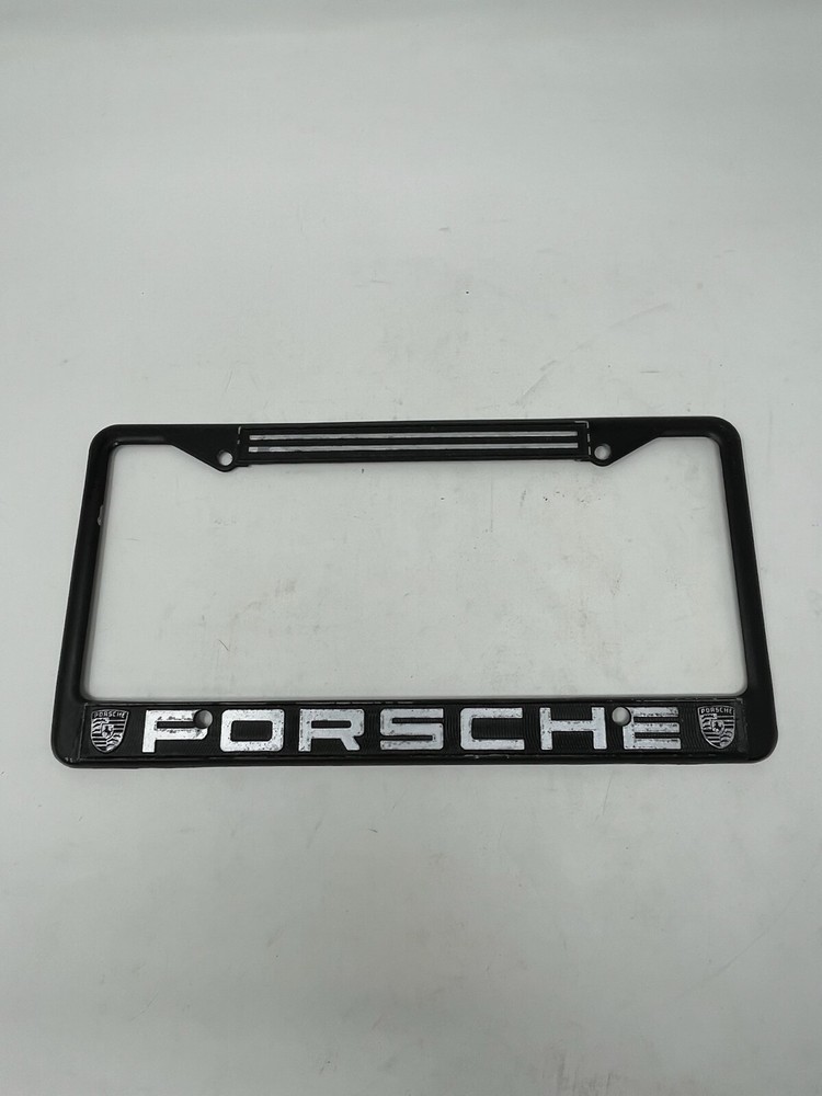 VTG Porsche Metal License Plate Frame Chipped Paint