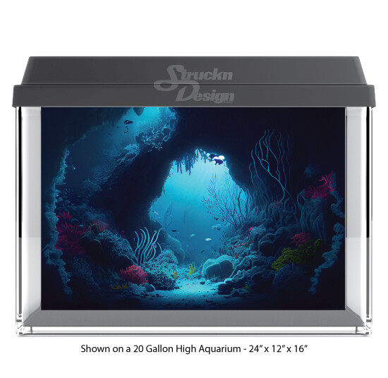 Ocean Cave Coral Polyester Fish Tank Glass Aquarium Background