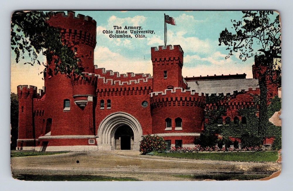 Columbus OH-Ohio, Armory, Ohio State University, Antique, Vintage Postcard