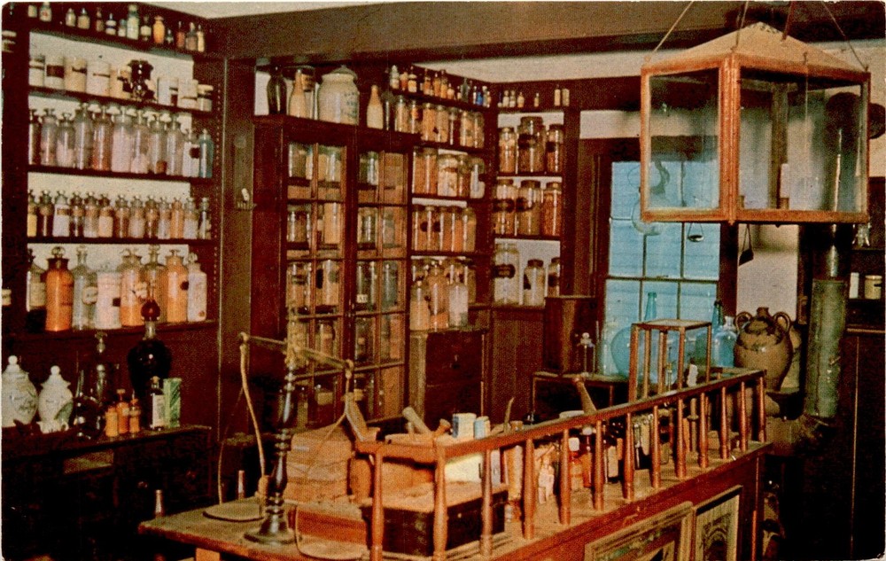 Mystic Seaport, Connecticut, Bringhurst Apothecary Shop, Berkeley, Postcard