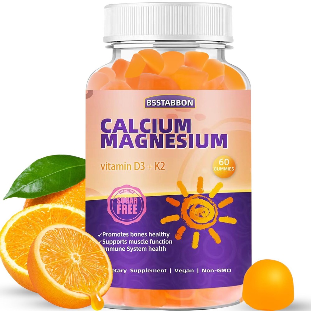 Calcium Magnesium Gummies for Adult with Zinc Vitamin D3 K2 for Women Men Org...