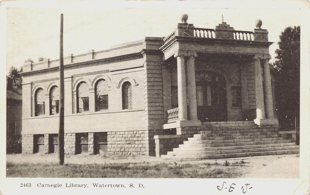 Carnegie Library Building Postcard Watertown Sd South Dakota 1907