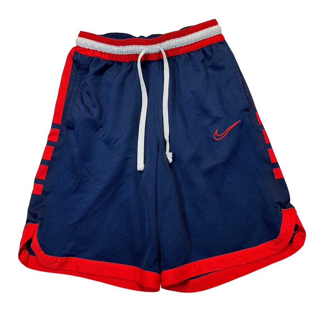 Nike Dri-FIT Mens Basketball Shorts Navy Blue Red Mesh Athletic Size Small