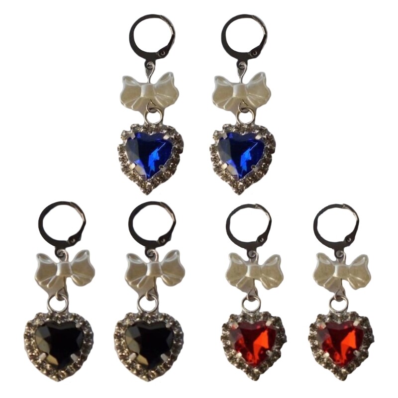 Bowknot Heart Hoop Earrings Korean Style Party Jewelry Dainty Gift