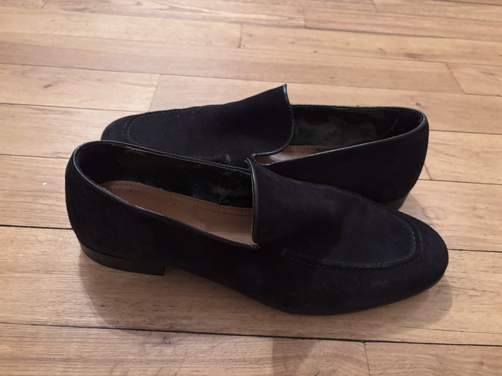 ZARA Black Suede Slip-On Loafer Round Toe Men's Casual Shoes Rubber Outsole