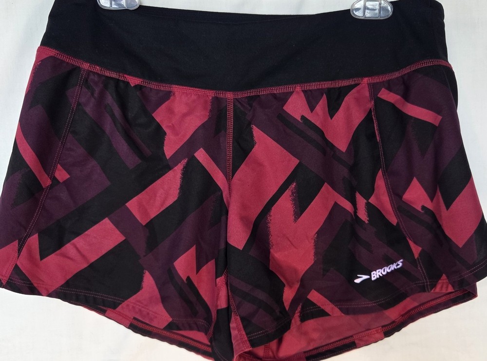 Brooks Black & Fuchsia Running Athletic Shorts Womens Inner Liner Sz Large Comfy