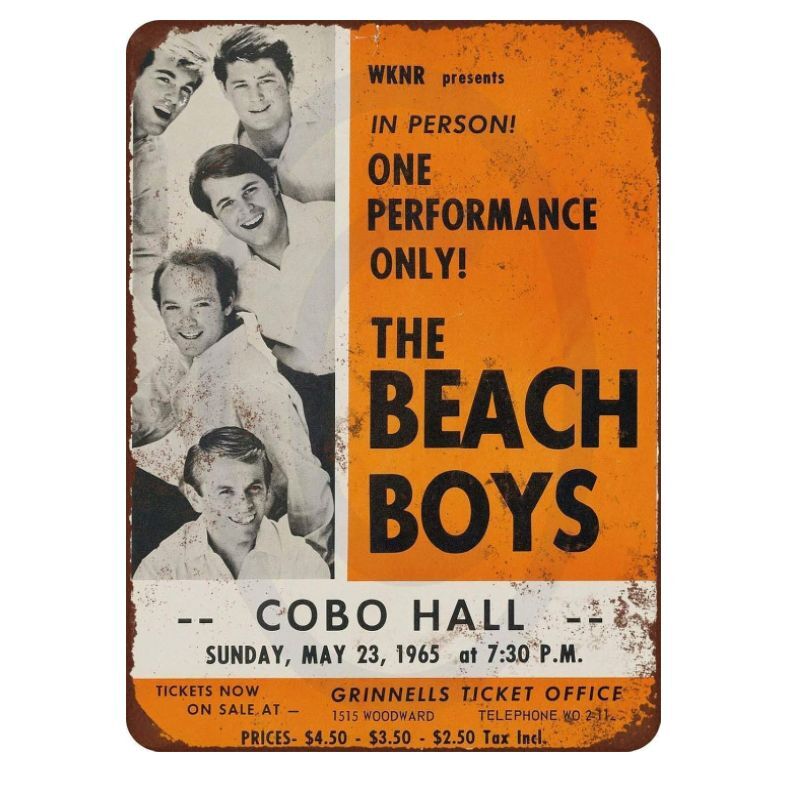 8 x 12 Metal Tin Signs Vintage Look 1965 Beach Boys in Detroit Wall Art Decor