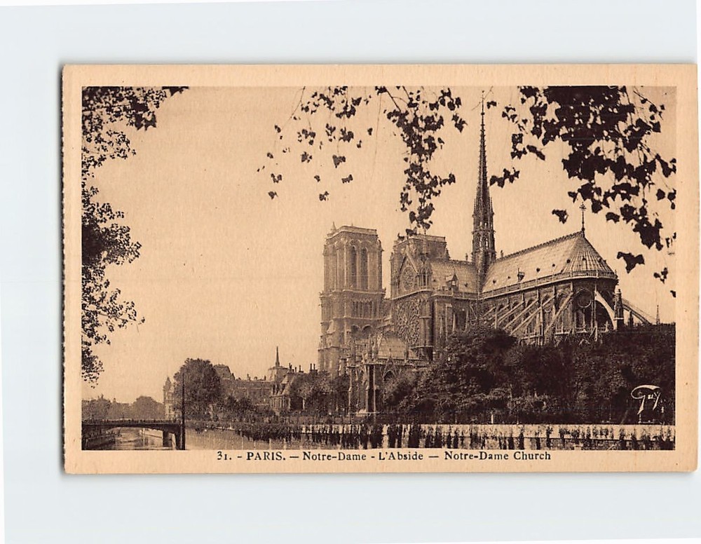 Postcard L Abside Notre Dame Church Paris France