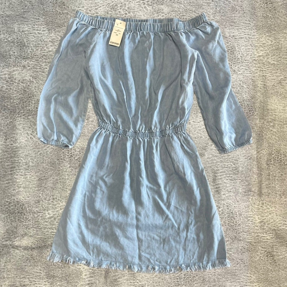 Bebe NWT Chambray Off the Shoulder Mini Dress