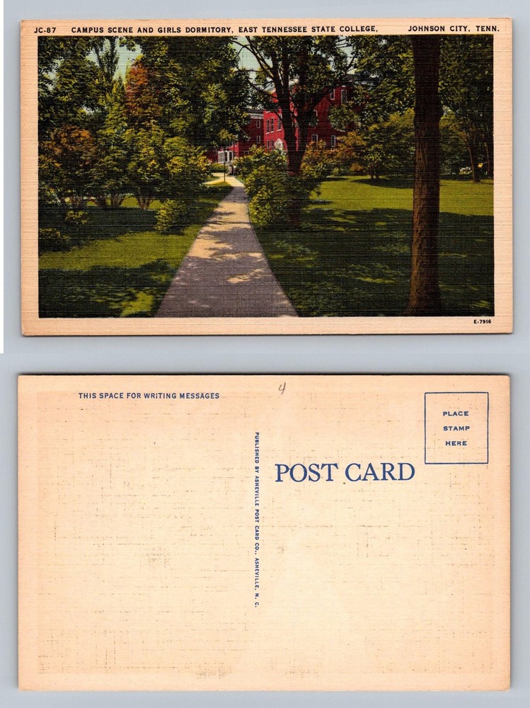 Johnson City, TN-Tennessee, East Tennessee State College Campus Vintage Postcard