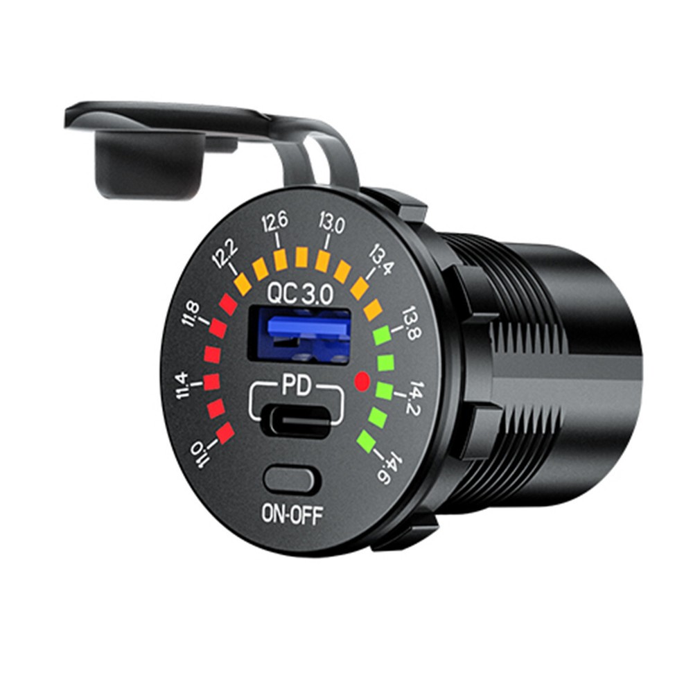 USB QC 3.0 Type-C Car Charger Power Socket Outlet Fast Charging For Boat Marine