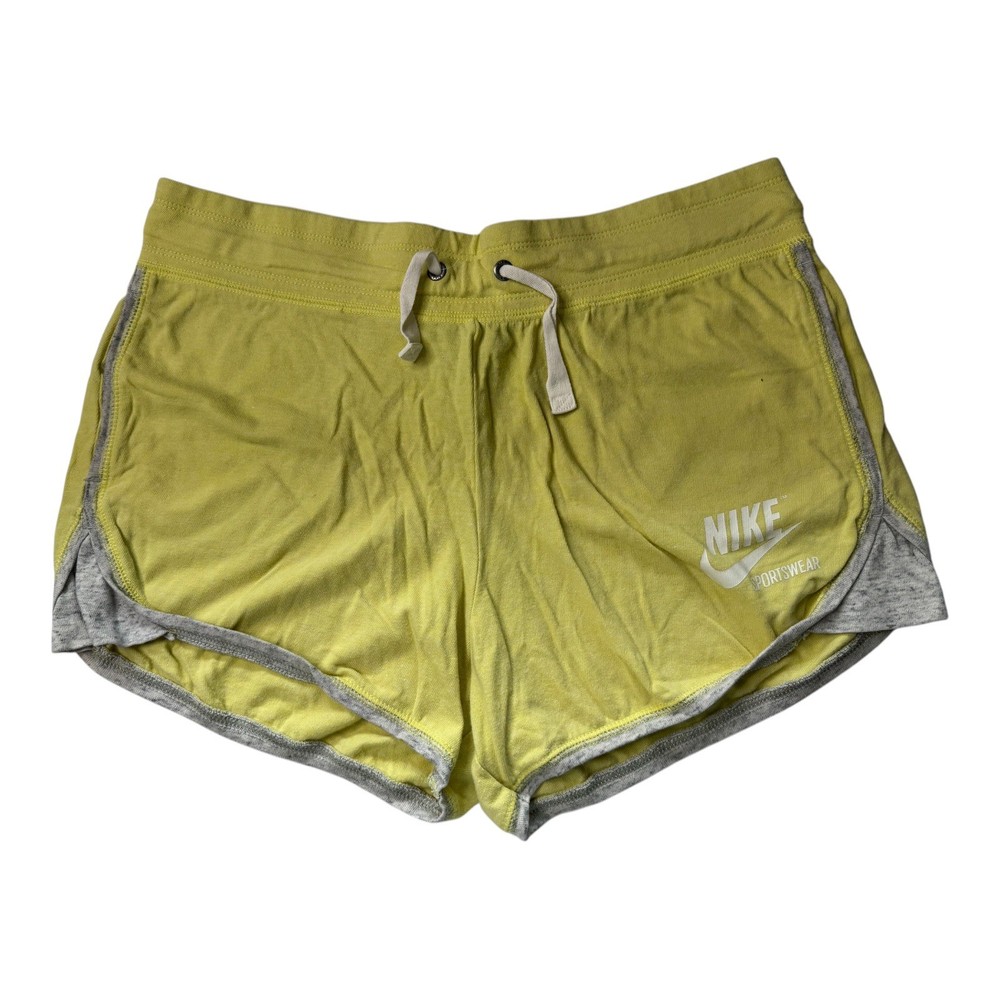 Nike Vintage Sportswear Shorts Womens Medium Yellow Organic Cotton Athletic 3”