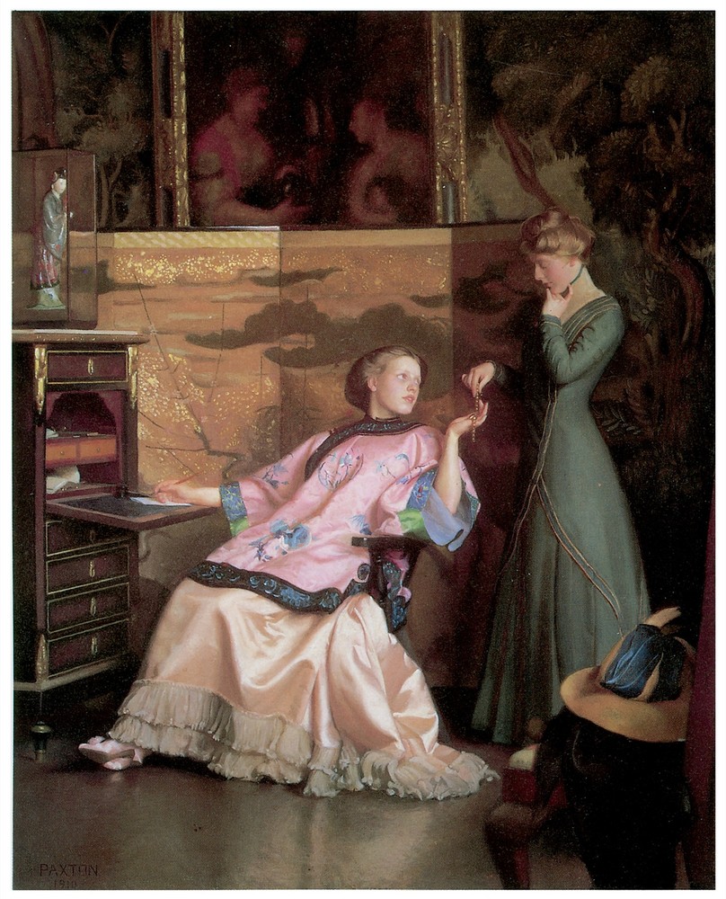 Decor Painting POSTER. Mother handles jewel to daughter. Shop Wall Art. 1651