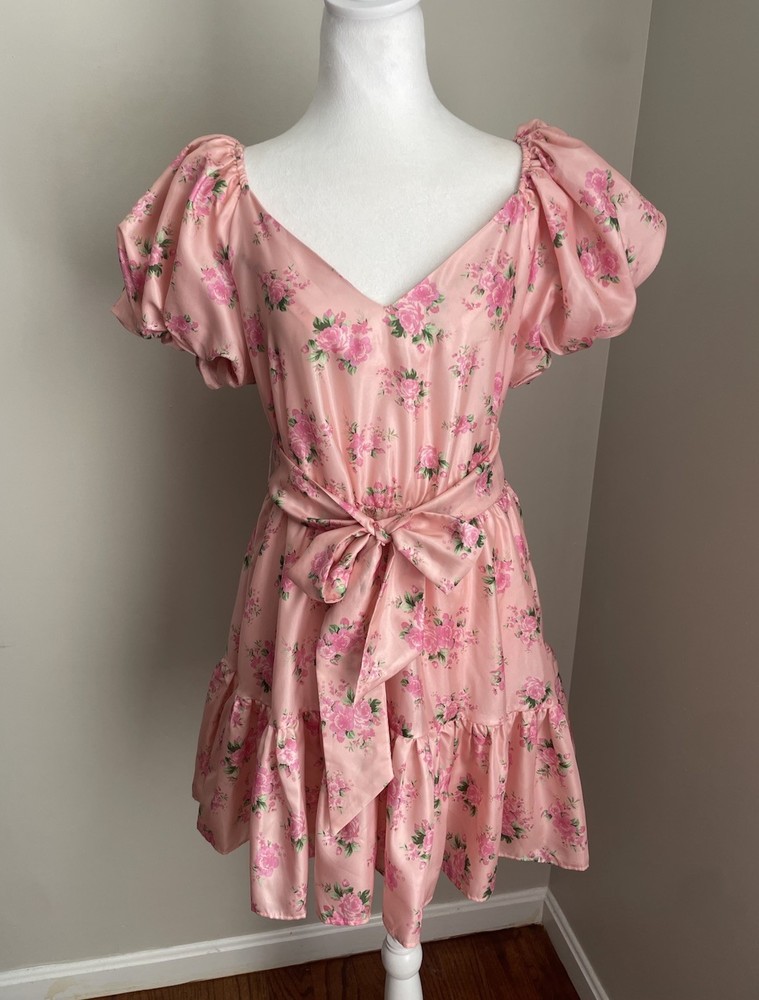 Love Shack Fancy Target Dress 8 Cecile Pink Peach Floral Maximal Party Coquette