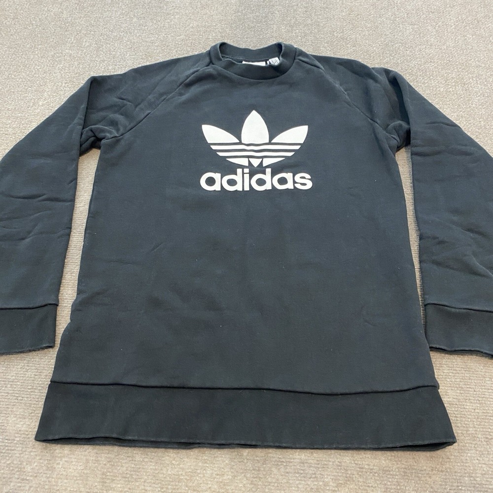 Women's adidas Trefoil Crewneck Sweatshirt Size Small Black White Logo