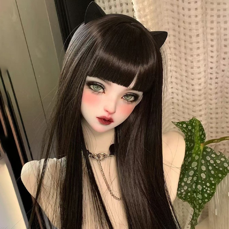 1/6 1/4 1/3 Black Straight Hairs With Bangs High Temperature Fiber For BJD Doll