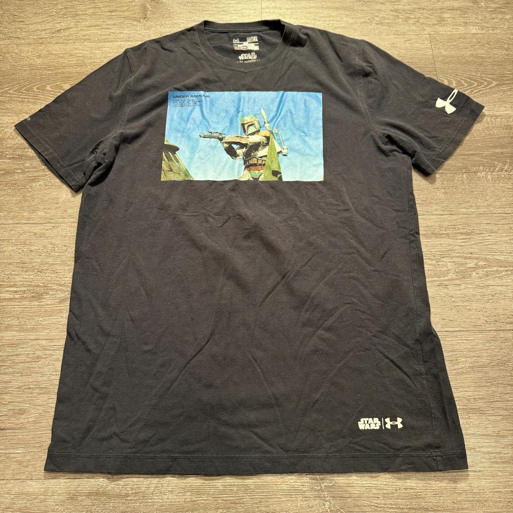 Star Wars Boba Fett Bounty Hunter Under Armour Shirt Mens Medium Graphic Tee