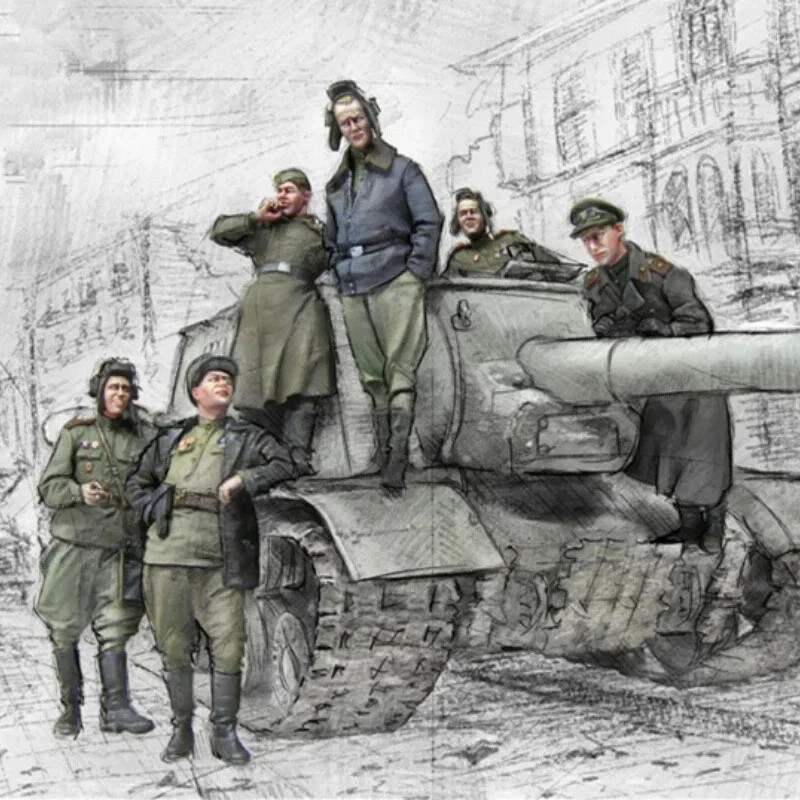 1/35 Resin Figure Model Kit Russian Tank Crew 6 Soldiers Unassambled Unpainted