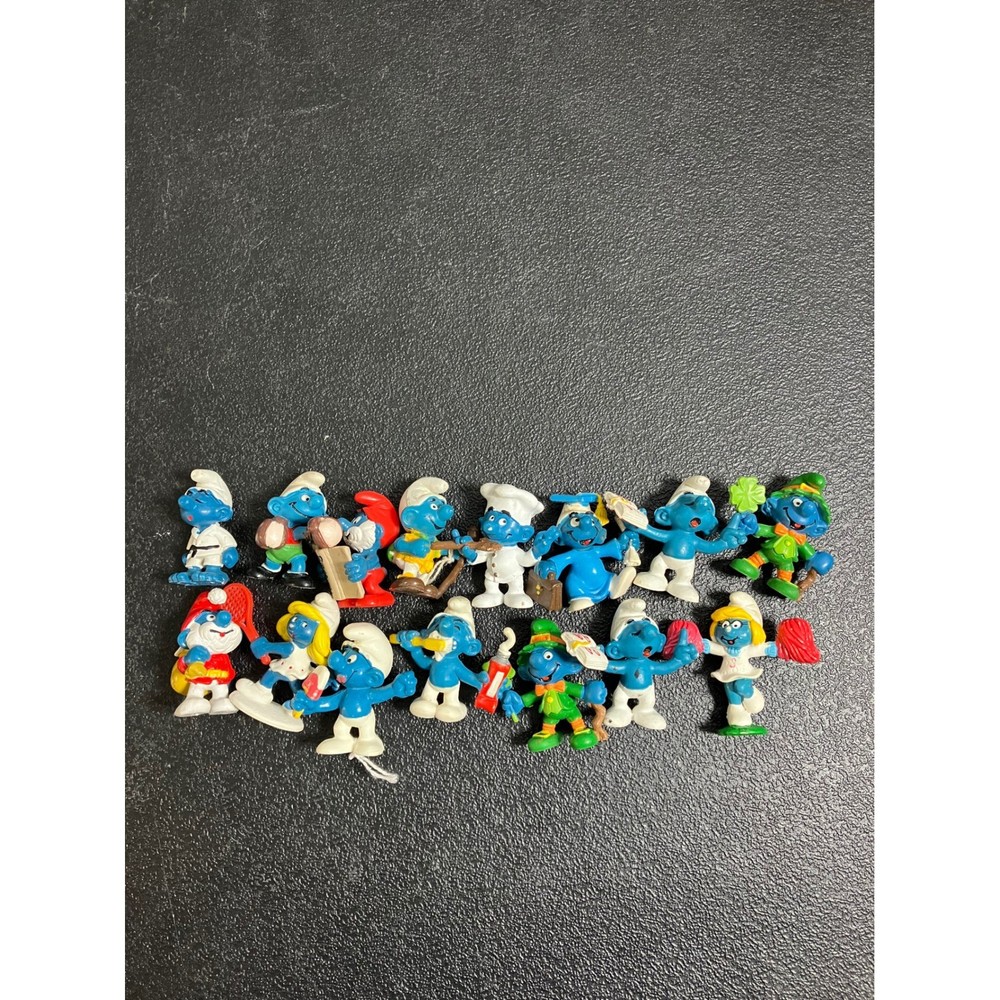 Vintage Smurfs PVC Figure Lot of 15 Schleich Peyo 1980s Smurfette Papa Smurf