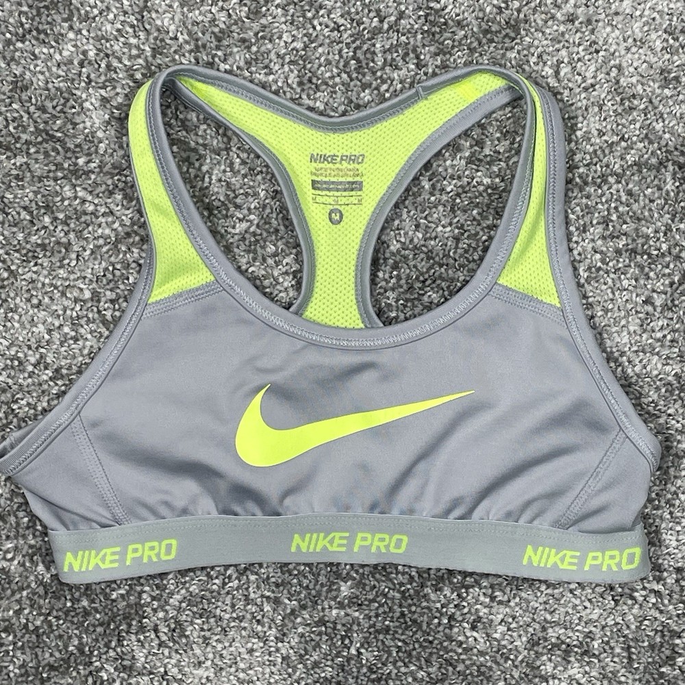 Nike Pro Dri-FIT Sports Bra Womens Medium Gray Racerback Activewear